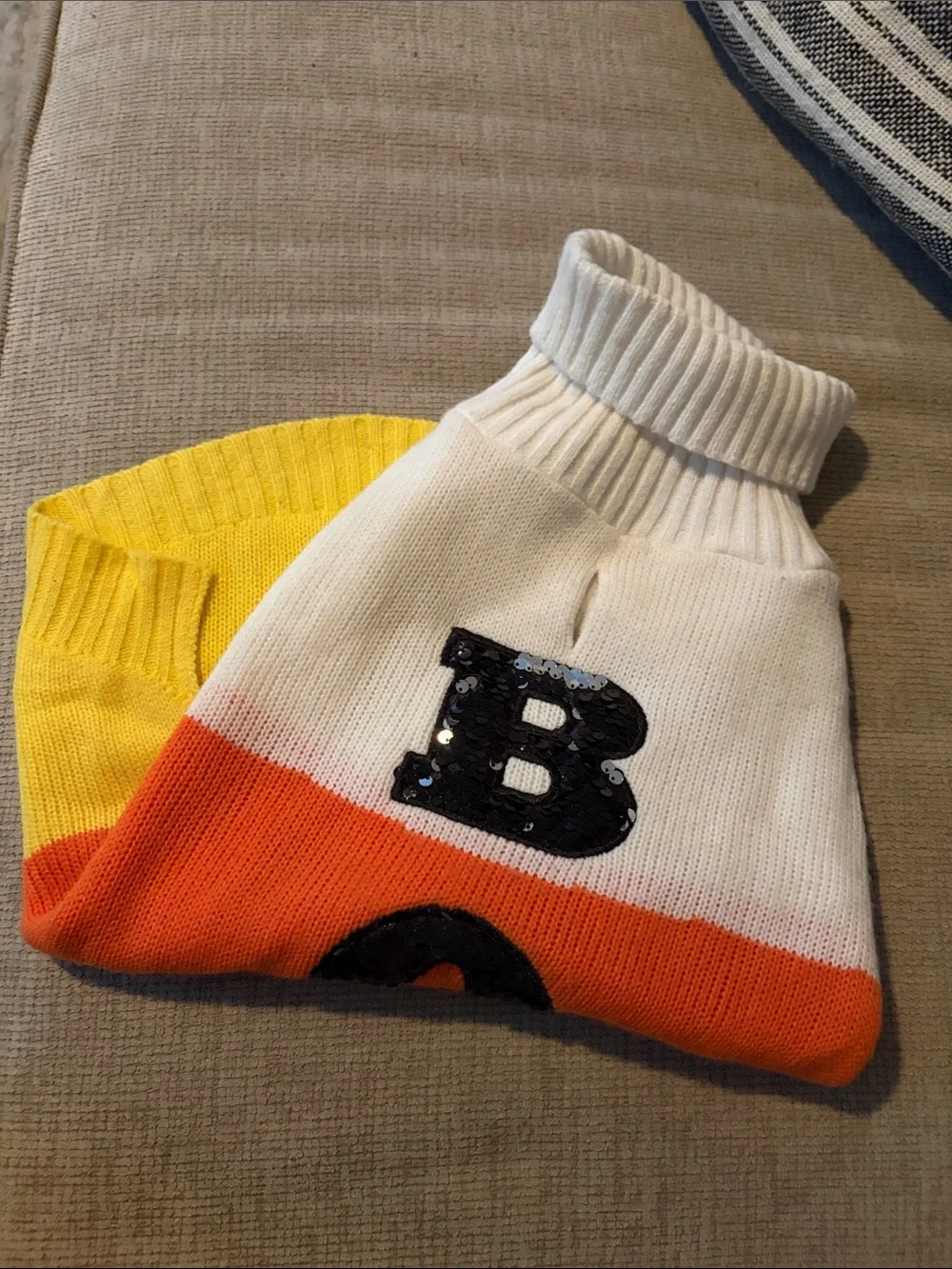 Candy Corn 'BOO' DOG Costume Sweater